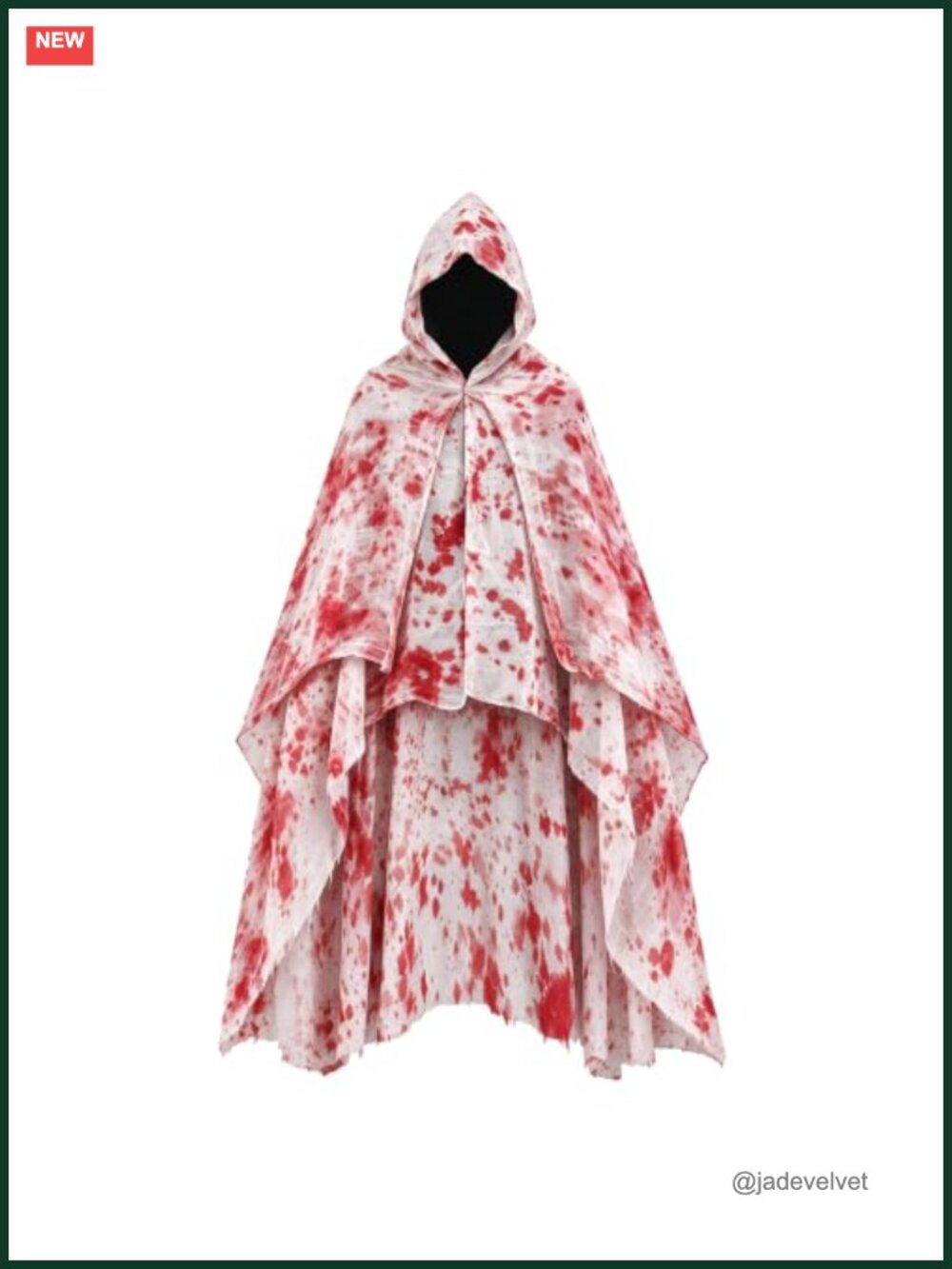 Bloodstained Hooded Cloak Costume Grim Reaper Cape Unisex Adult